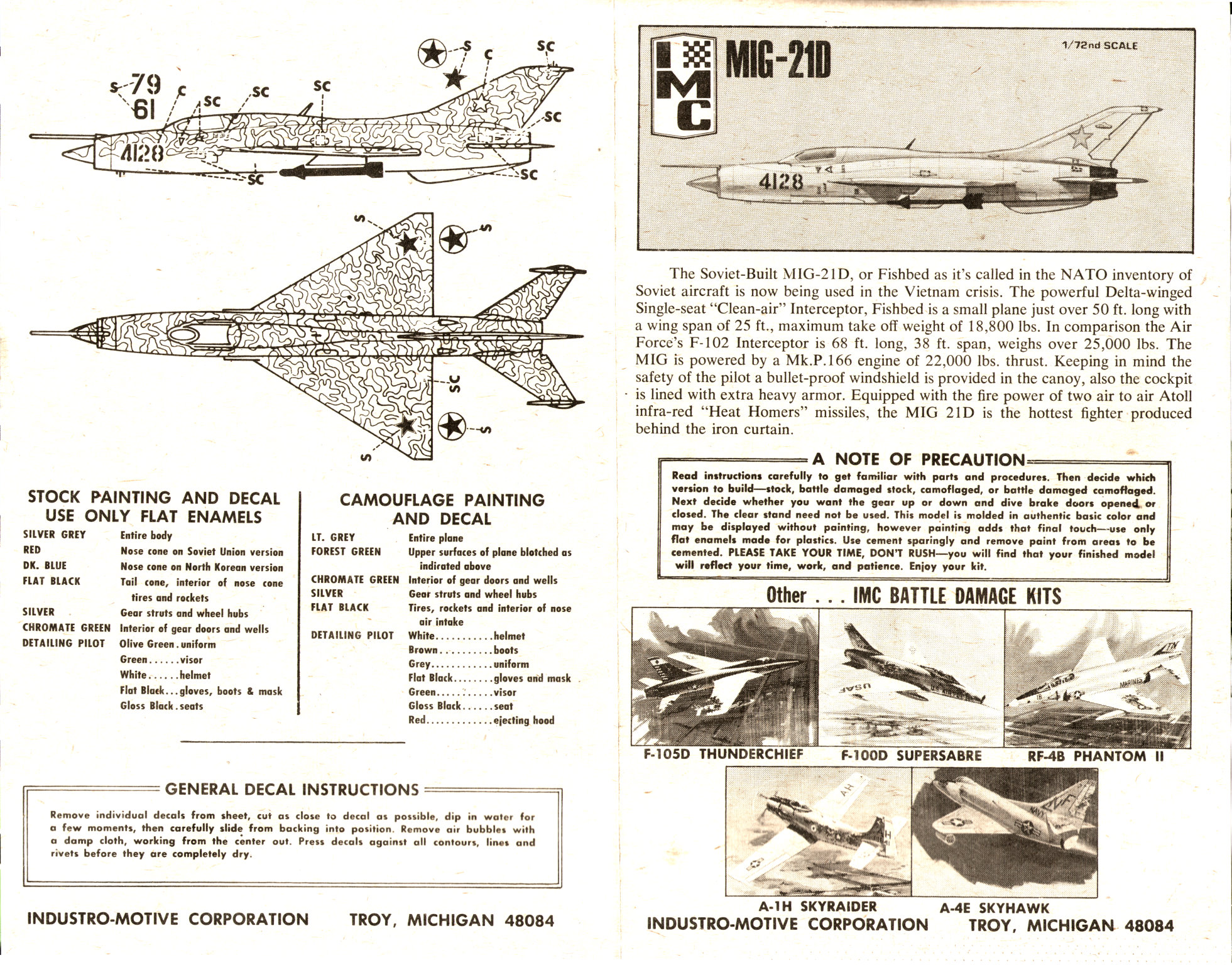 MIG-21D IMC 486-100 , Industro Motive Corporation, 1969